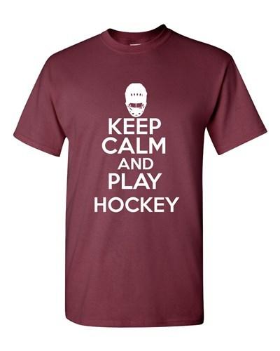 

Keep Calm And Play Hockey Sports Novelty Statement Graphics Adult T-Shirt Tee Unisex T-Shirt XXL