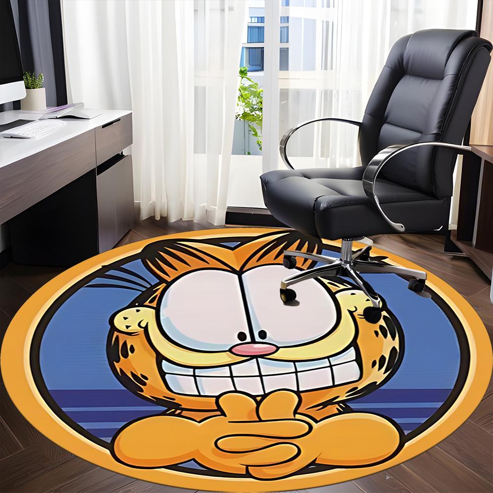 1pc Garfield Cat Office Round Area Rug, Under Office Chairs Bedroom Living Room Home Decor a1022384