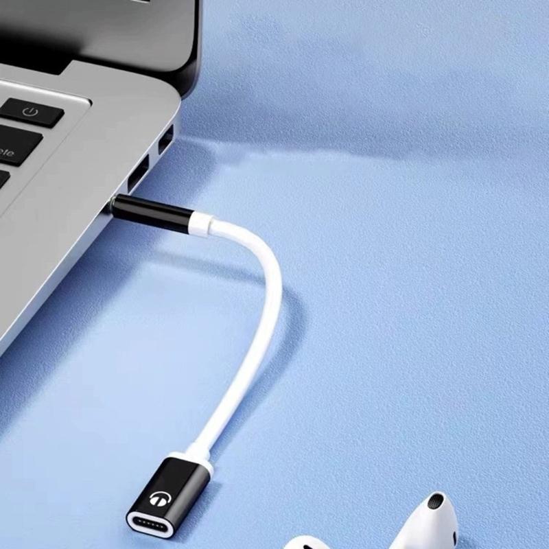 Type C Analog Headphone Adapter Cable Connects 3.5mm Earphones to Mobile Devices for Music and Calls