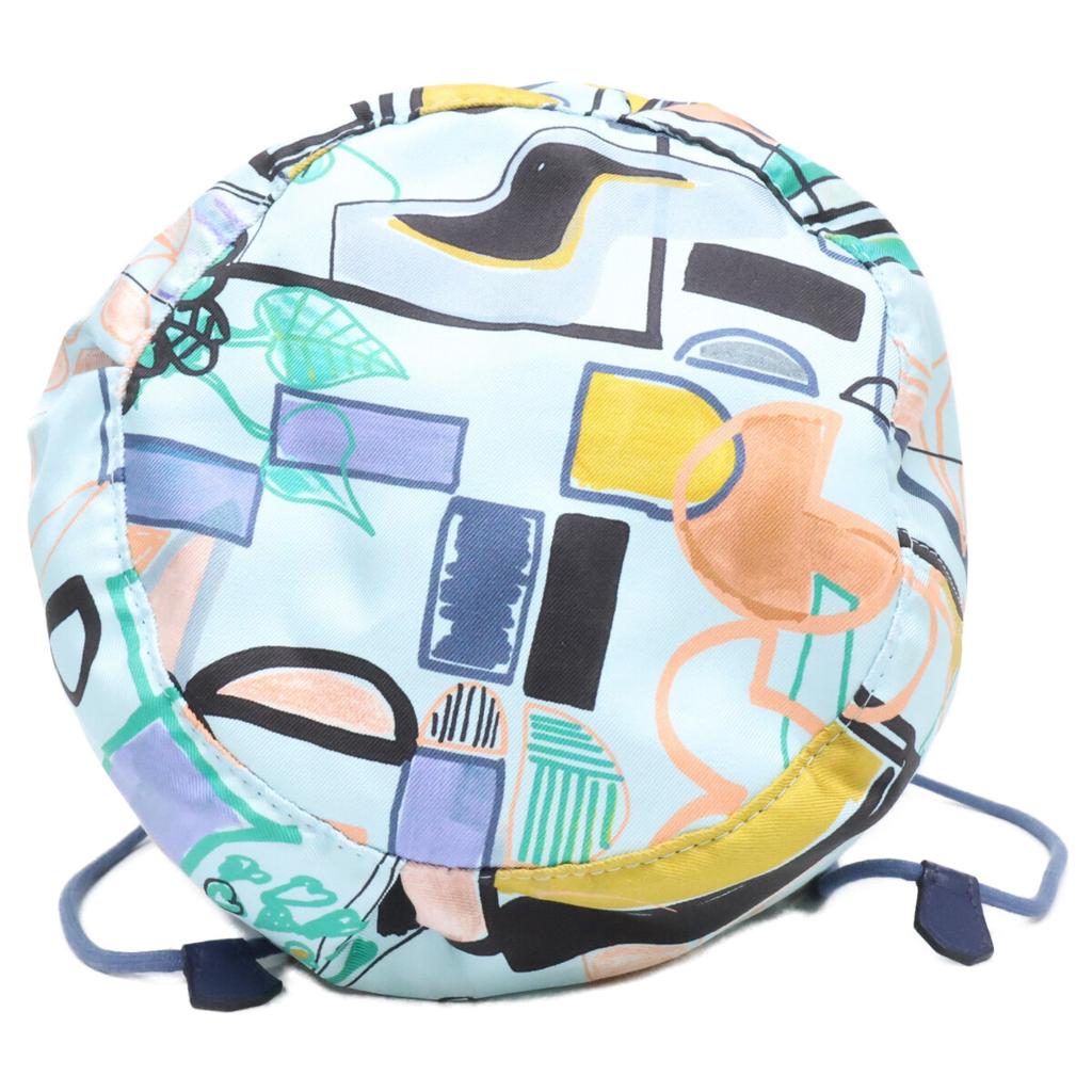 HERMES X-stamped Modernism Tropical Musardine Pouch Silk Drawstring Bag Pouch blueUsed