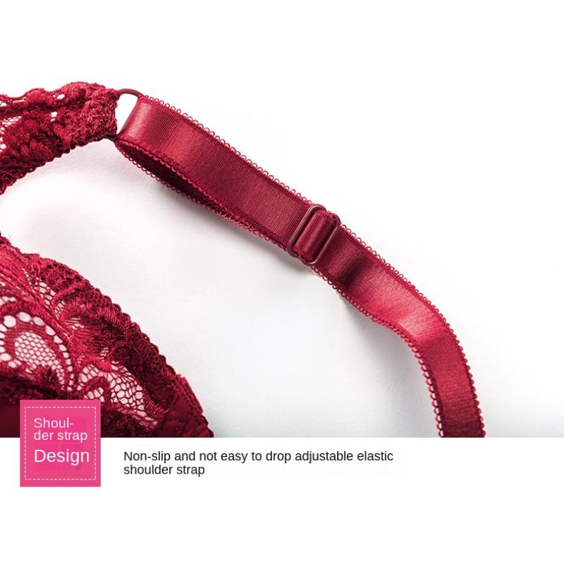 Ultra Thin Cup Gathering Sexy Lace Adjustable Bra with Steel Ring