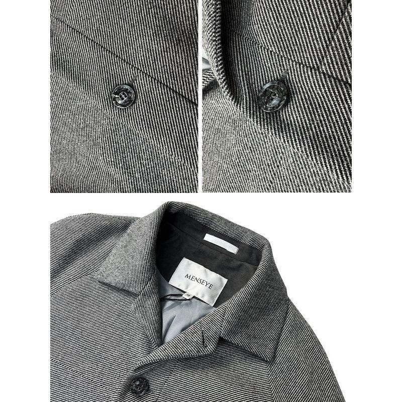 Menseye Men's Coat, Mid-Length Woolen Patchwork Twill Loose Oversize Versatile