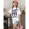 2-teiliges Sommer-Kinder-Freizeit-Sport-Trend-Set mit 3D-Musterdruck, Rundhals-T-Shirt und Shorts
