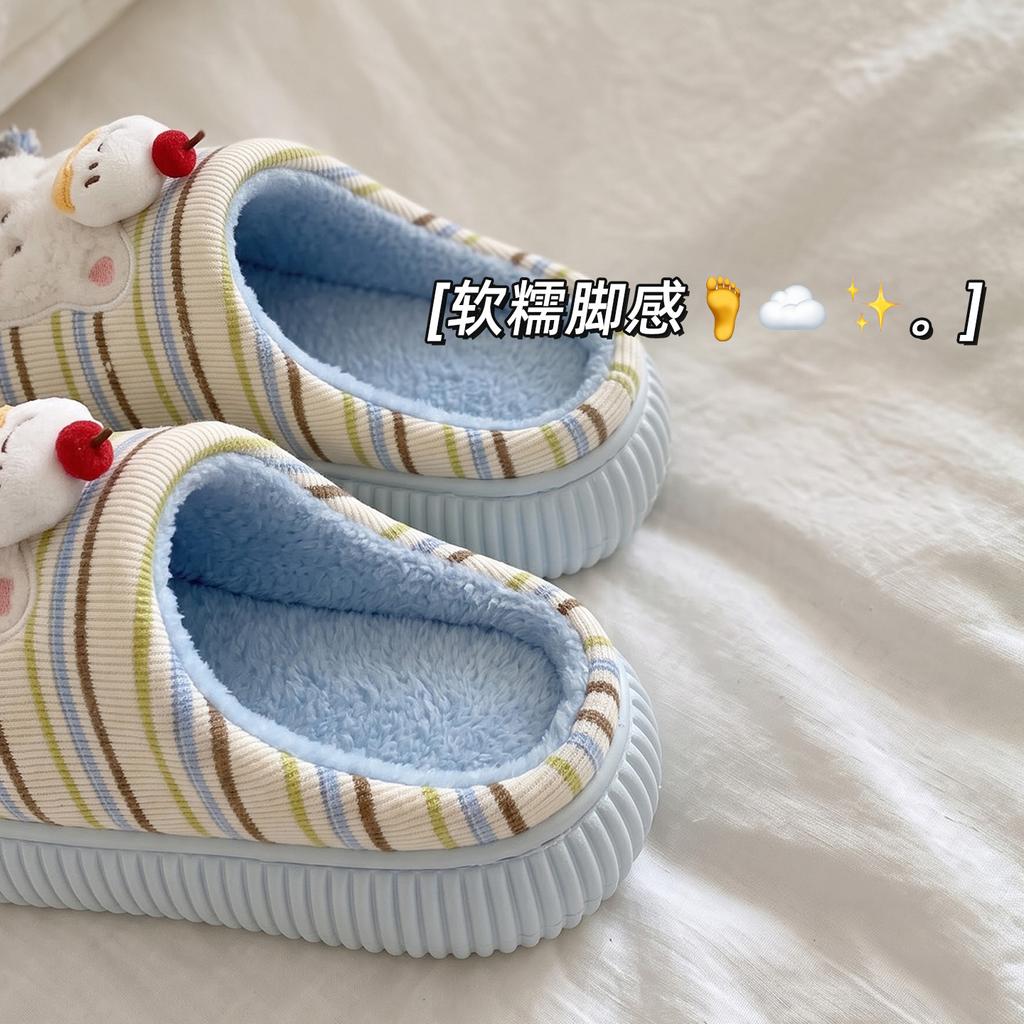 West Highland Puppy Couple Cotton Slippers Women's Autumn and Winter Dormitory Home Cute Fleece Warm Slippers