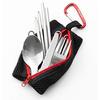 MAGNA Folding Single Cutlery Mesh Type Storage Bag Fork Spoon Knife Connecting Chopsticks Carabiner 6-Piece Set