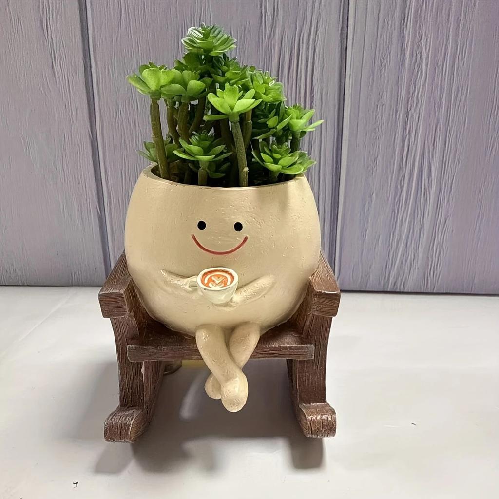 Resin Modern Minimalist Cartoon Pattern Cross-border New-style Cute Succulent Swing Flower Pot Craft Creative Home Decor Planter