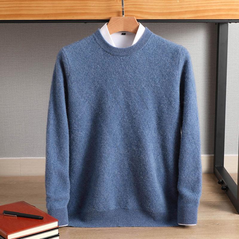 Herren Pullover aus reiner Wolle - Rundhalsausschnitt, lockere Passform für Business, geeignet für Herbst, Frühling & Winter