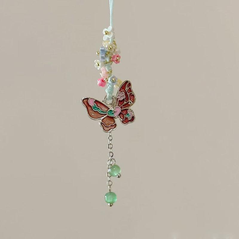 Blue Water Drop Pendant, Butterfly Flower Necklace, Simple and Versatile Necklace.
