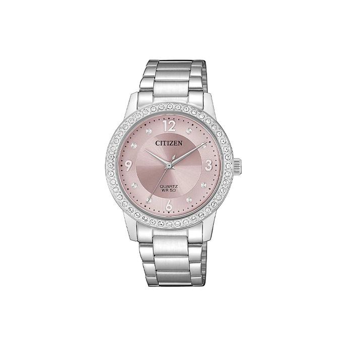 Citizen Women's Pink Fashion Diamond Quartz Movement Stainless Steel Watch Dial Watches El3090-81X