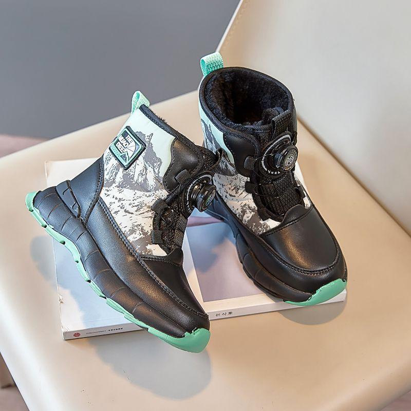 Children's Snow Boots New Winter Children's Cold-proof Plus Velvet Warm Cotton Shoes Medium and Large Children's High-top Cotton Boots