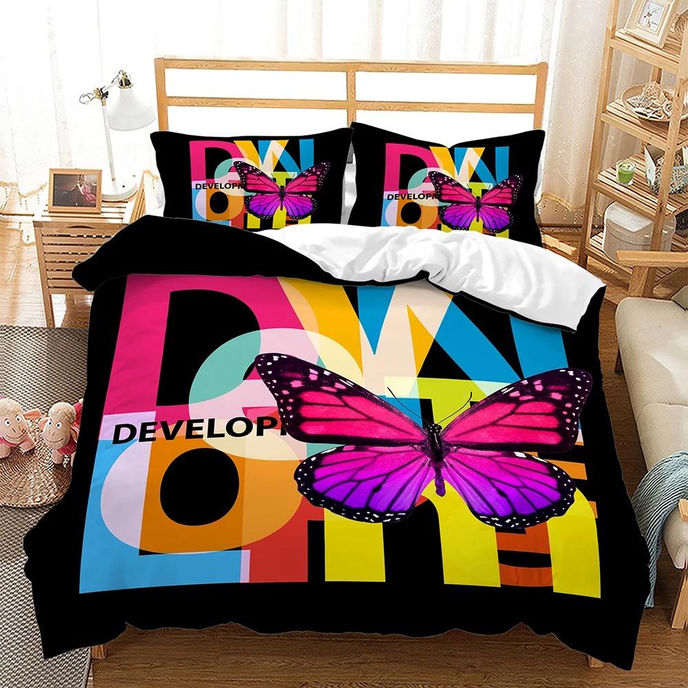 Butterflys Birds Flying Animal Comfortable Duvet Quilt Cover Pillowcase Bedding Set Children Bedroom Decoration Home Textile