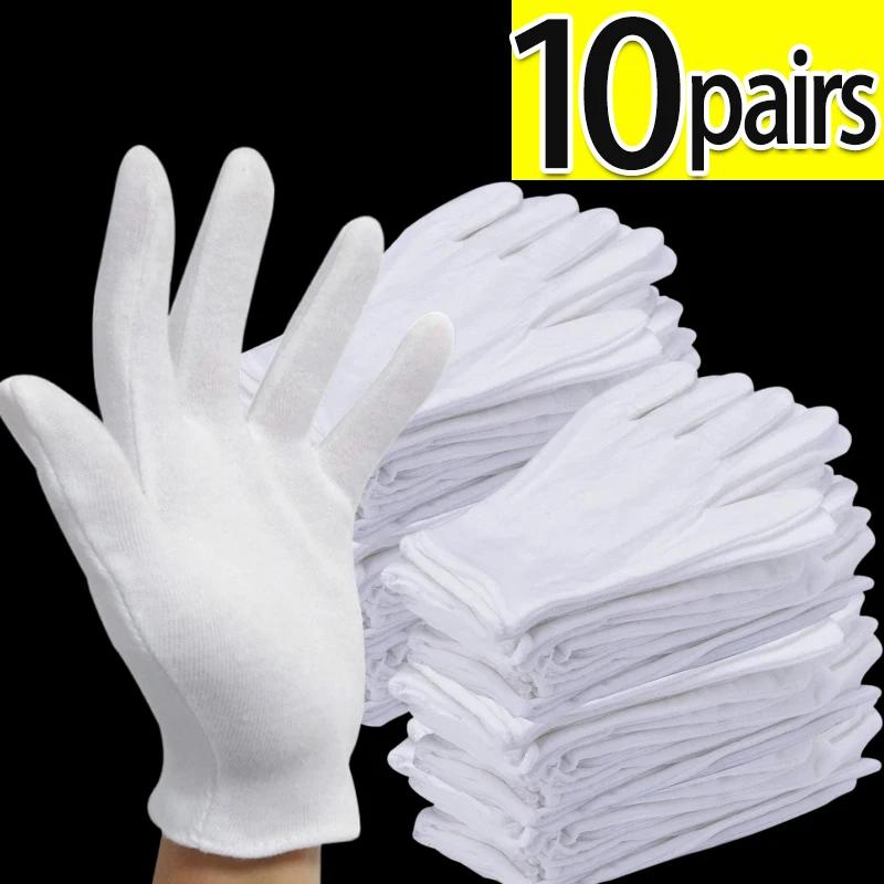 White Soft Cotton Work Gloves for Dry Hands Handling Film SPA Gloves Ceremonial High Stretch Gloves Household Cleaning Tools