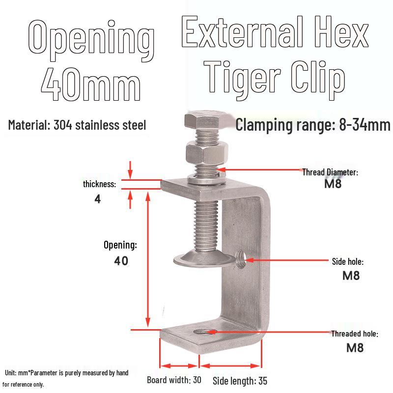 304 Stainless Steel U-Clamp Tiger Clamp with Hand-Tightened Eyebolt