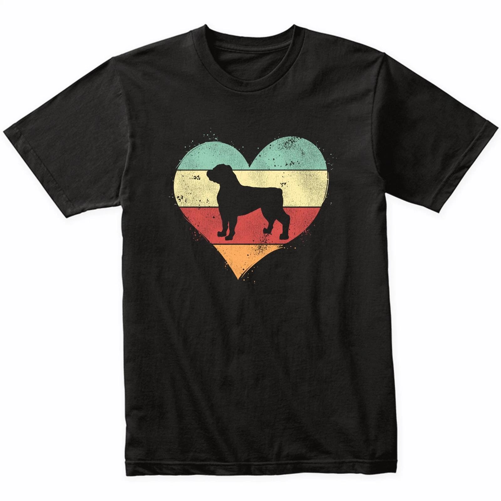 Retro Heart Rottweiler Dog Breed Silhouette Dog Owner Love T-Shirt S