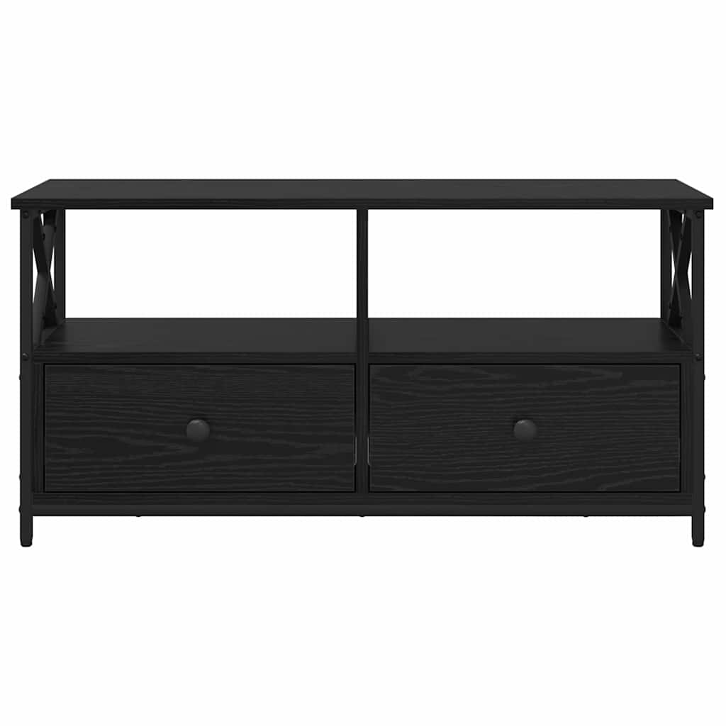 TV Stand with Drawers Black Oak Effect 90 x 33 x 45 cm