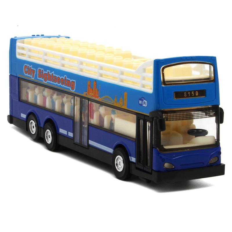 Autobuz din aliaj, autobuz cu două etaje, mașini muzicale cu sunet și lumină, jucării