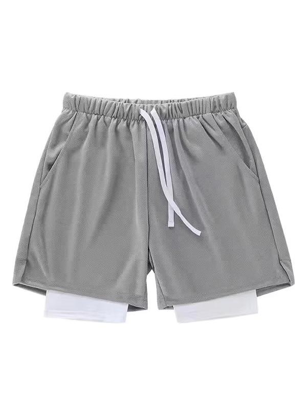 Men's Quick-Dry Breathable Two-in-One Fitness Shorts for Basketball & Running