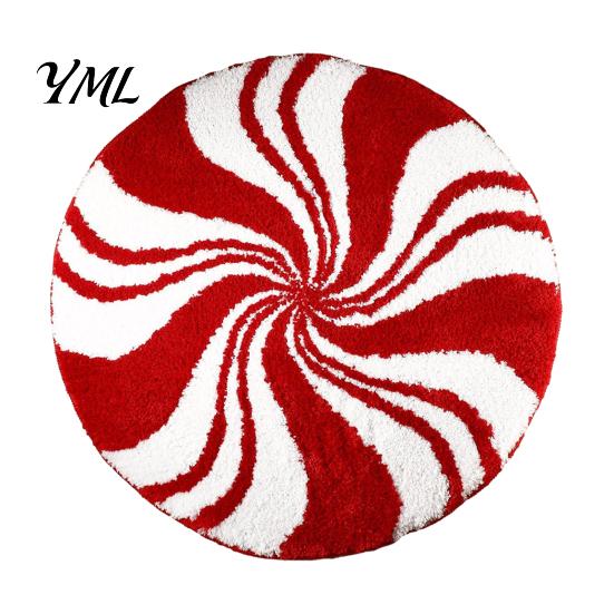 Soft Imitation Cashmere Rug Round Christmas Rug, 39" Santa Snowflake Pattern, Non Slip Carpet Holiday Area for Home Living Room Bedroom Decor Washable