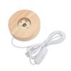 LED Light Base USB Interface Oak Wood Material Round 2cm 0.8in Thickness Glowing Decorative Display Lamp for Home 5V