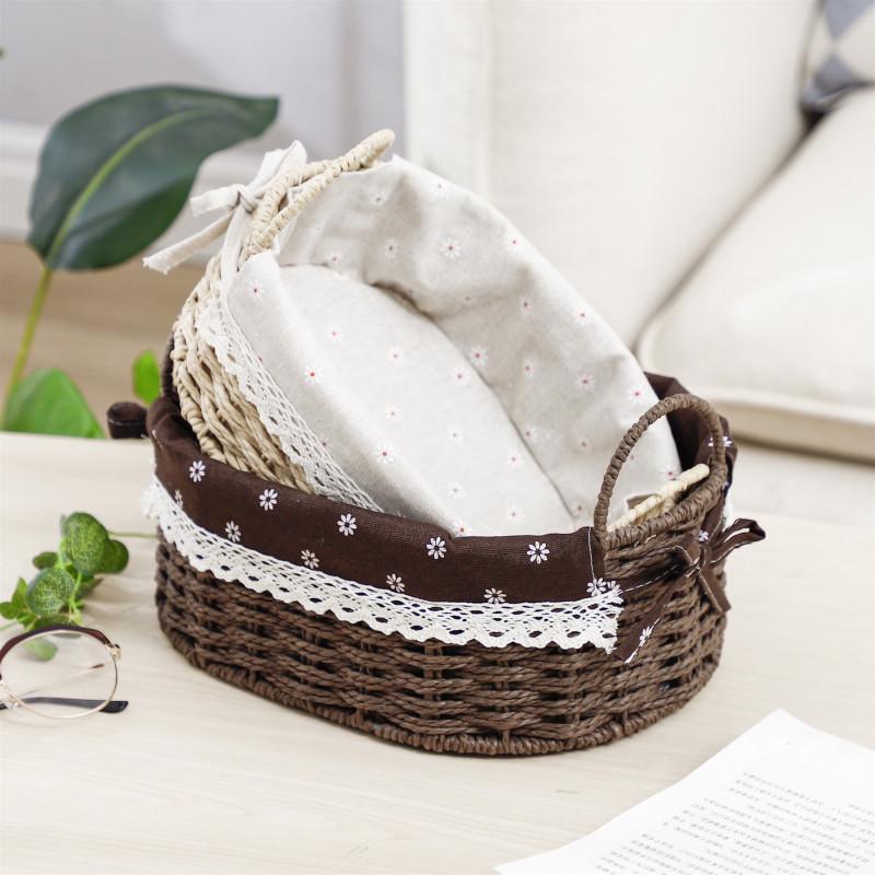 Woven Desktop Storage Basket for Cosmetics, Snacks, Keys, and Books