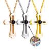 Custom Photo Projection Necklace with Photo Inside Cross Pendant Projection Photo Necklace for Men with Photo Projection