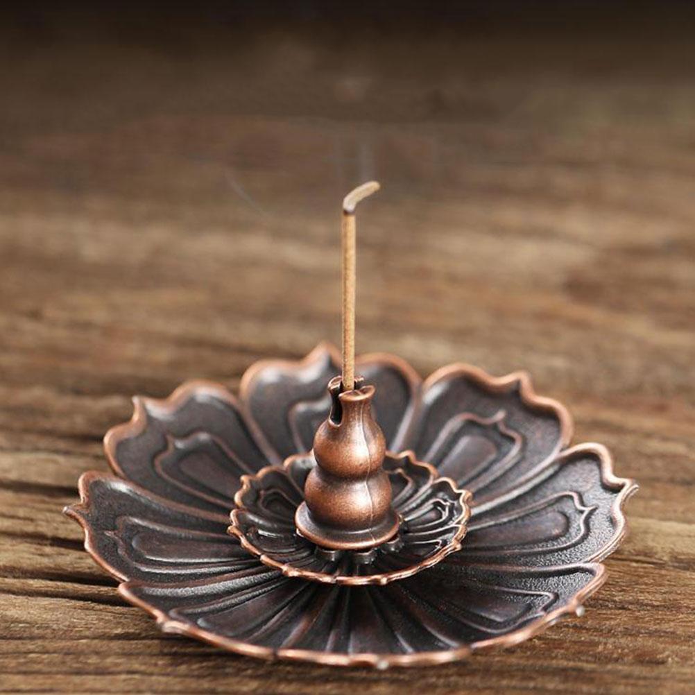 Censer Adornment Candlestick Holder Pure Copper Lotus Incense Decor Vintage Burner Design