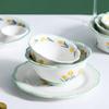 Flower Ceramic Bowl Set Household Tulip Underglaze Color Rice Bowl Vegetable Plate Plate Combination Tableware Set Tableware And Chopsticks