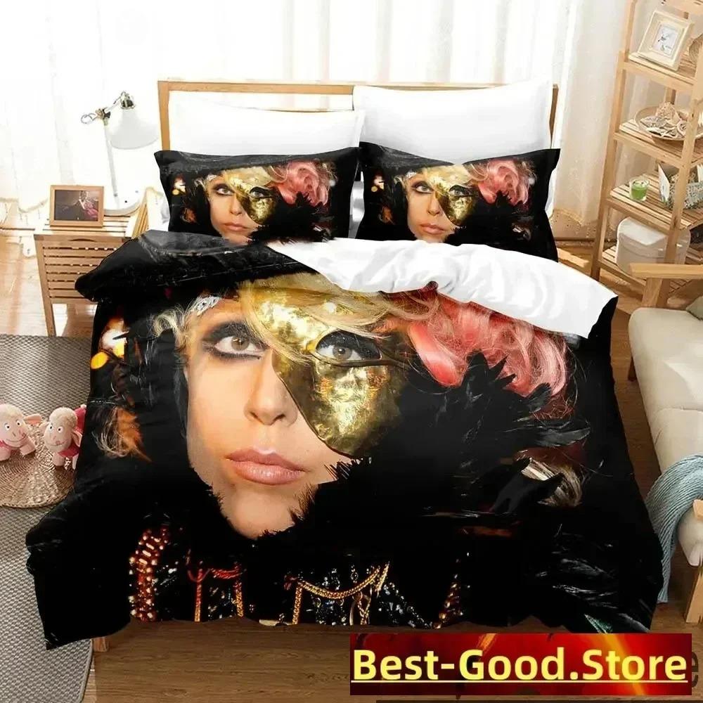 3D Lady Gaga Beding Set Printed Bed Linen Set With Pilowcase Bed Soft Duvet Cover Soft Single Double Quen Super King-Sized Dimensionsd Dimensions Boys