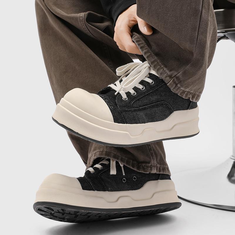 Breathable canvas shoes New niche big head thick sole thick sole heightening casual shoes X