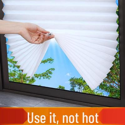 Punch-Free Pleated Sunshade Curtains - Window, Kitchen & Office Insulation