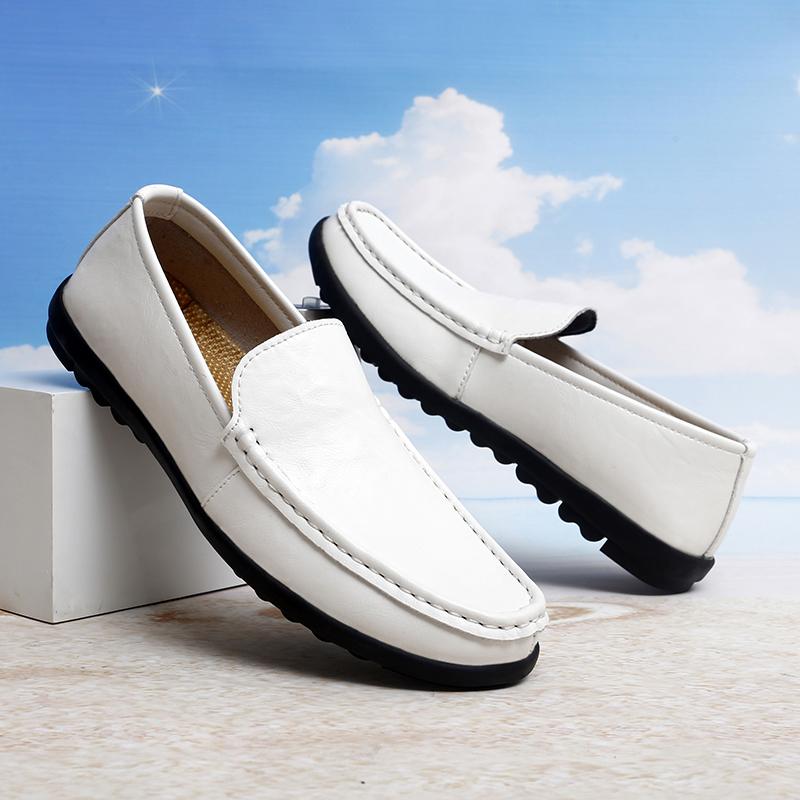 Fashion Summer Luxury Brand Flats  Men Casual Shoes Soft Leather Mens Loafers Moccasins Italian Designer Breathable Slip on Boat Shoes