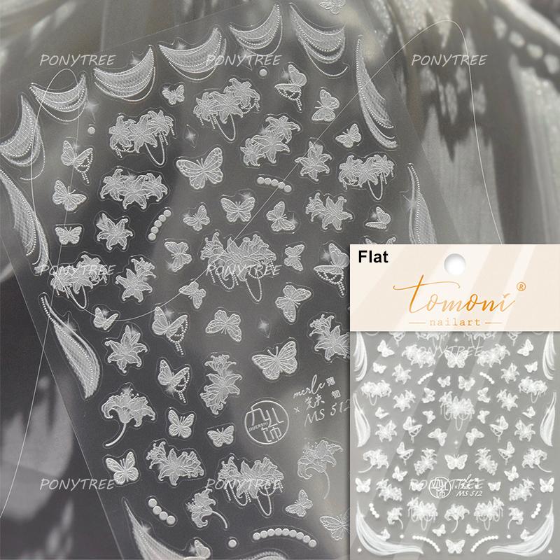 Retro White Lace Fabric Piece Bowknot English Letter Decorative Border Irregular Cloth Block Adhesive Nail Art Stickers Decals
