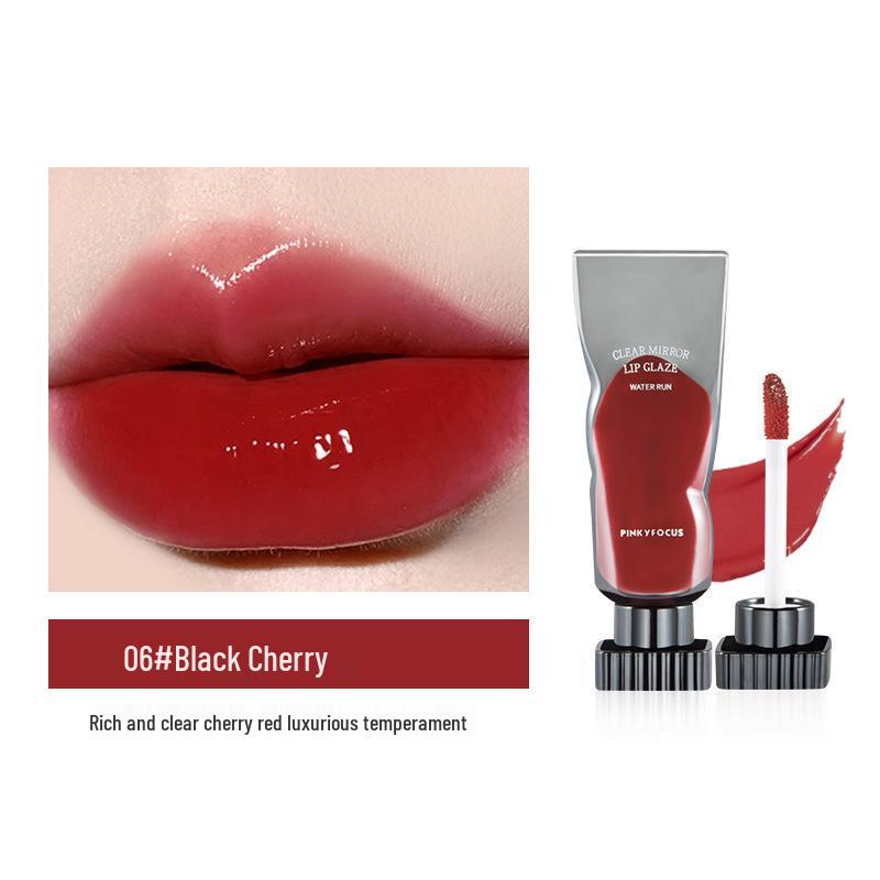 PinkyFocus Dark Mirror Long-Lasting Lip Glaze - Transparent, Non-Fading, Water-Light Finish for Women