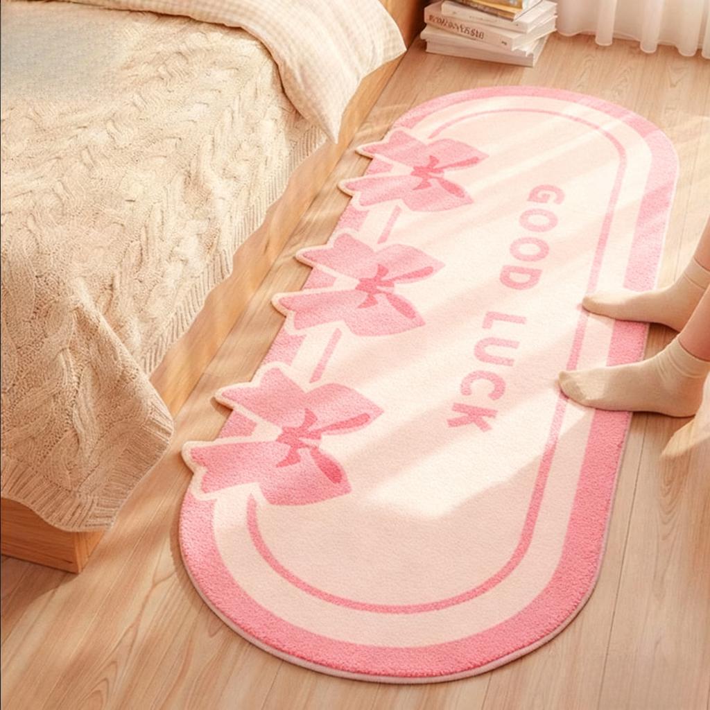 Modern Style Bedroom Decor Plush Carpet Cute Pink Carpets for Living Room Fluffy Soft Bedside Floor Mat Thick Bow Tie Lounge Rug