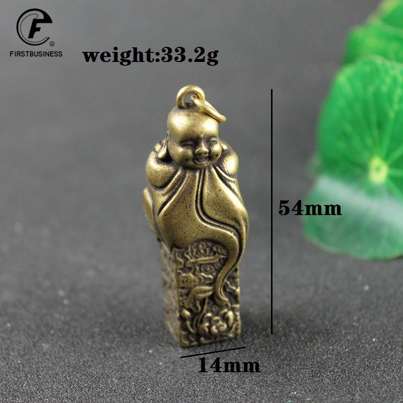Copper Maitreya Buddha Statue Miniature Figurine Home Decoration Keychains Brass Casting Living Room Desk Feng Shui Decor Craft