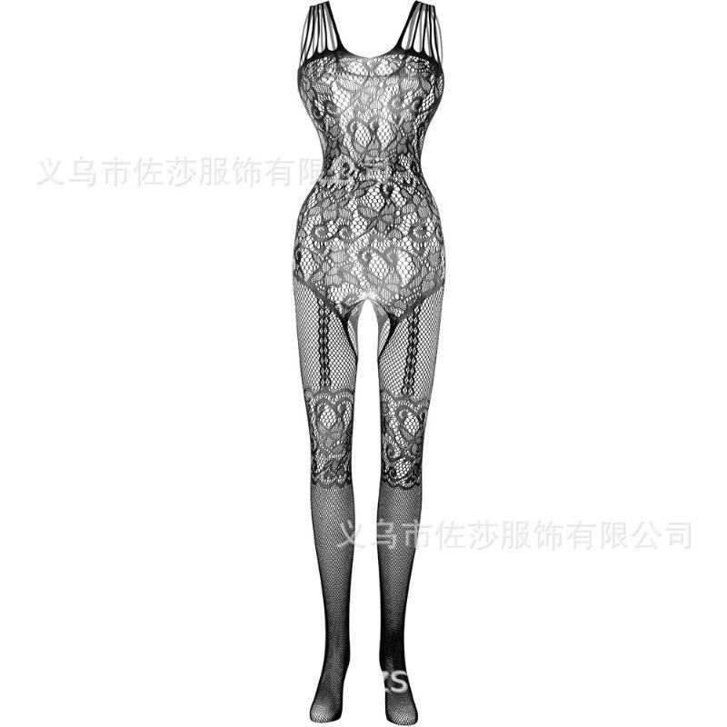 Sexy underwear suspenders Sexy black real life hollow open-file one-piece mesh stockings Jacquard mesh socks
