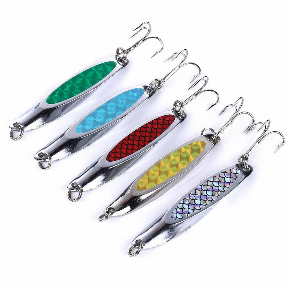 Sharp Hook Fishing Lures 5PCS Metal Fly Fishing Spoon Lures - Spinner  Sequin Bait With Propeller, Assorted Colors For Freshwater/Saltwater  Propeller Fly Lures
