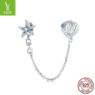 S925 Zilver Zeester Siliconen Positionerings Veiligheidsketting, Zomervakantie Doe-het-zelf Armband Bedelkraal Sieraden Accessoires