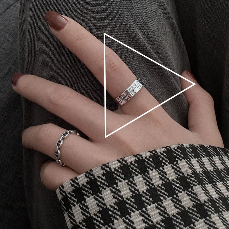 

Finger Index Ring Adjustable Geometric Design Alloy Twisted Chain Jewelry Hand 3