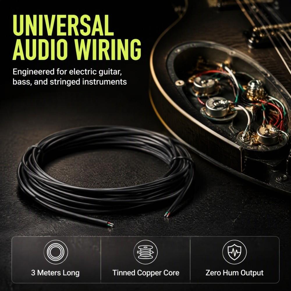 3 Meters/ 9.84ft Circuit Hookup Wire Black Guitar Wiring Cable For Guitar Wiring