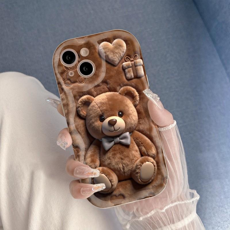 Cartoon Brown Bear Full Coverage Design Anti Drop Phone Case For iPhone 17 Pro Max Air 16E 16 Plus 15 14 13 12 11 XS XR X Cover