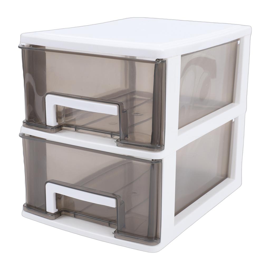 Schreibtisch mit 2 Schubladen, Kunststoff, stapelbar, transparent, Desktop-Aufbewahrungsbox für Büromaterial, für Zuhause, Wohnheim