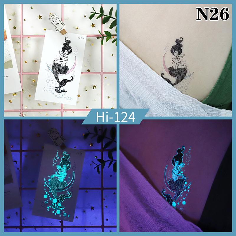 Светящаяся бабочка синяя светящаяся татуировка наклейка кемпинг водонепроницаемая временная татуировка перья одноразовая поддельная татуировка боди-арт