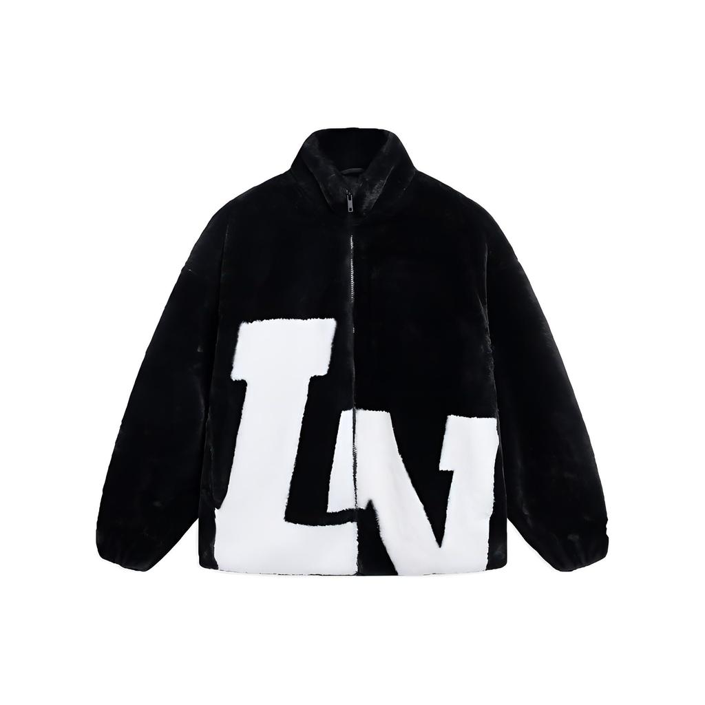 Li-Ning FW22 Embroidered Logo Stand Collar Warm Sherpa Jacket Unisex Jackets Black AFDSD61-1