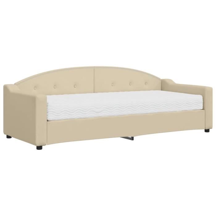 VidaXL Lit de jour avec matelas crème 80x200 cm tissu 3197511