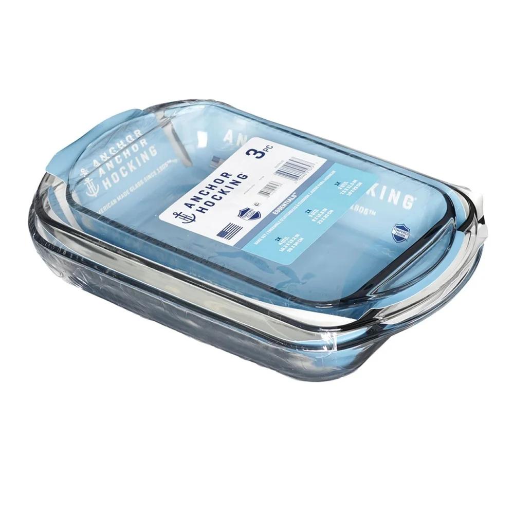 3 Piece Glass Baking Dish Set Tempered Oven Safe Bakeware Casserole Dish Microwave Dishwasher Safe Durable Kitchen Essentials