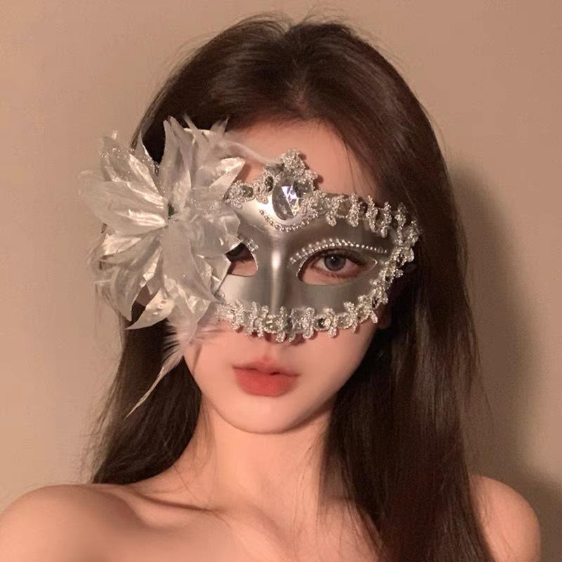 Women's Halloween Floral Half Face Mask - Colorful Masquerade Accessories for Parties
