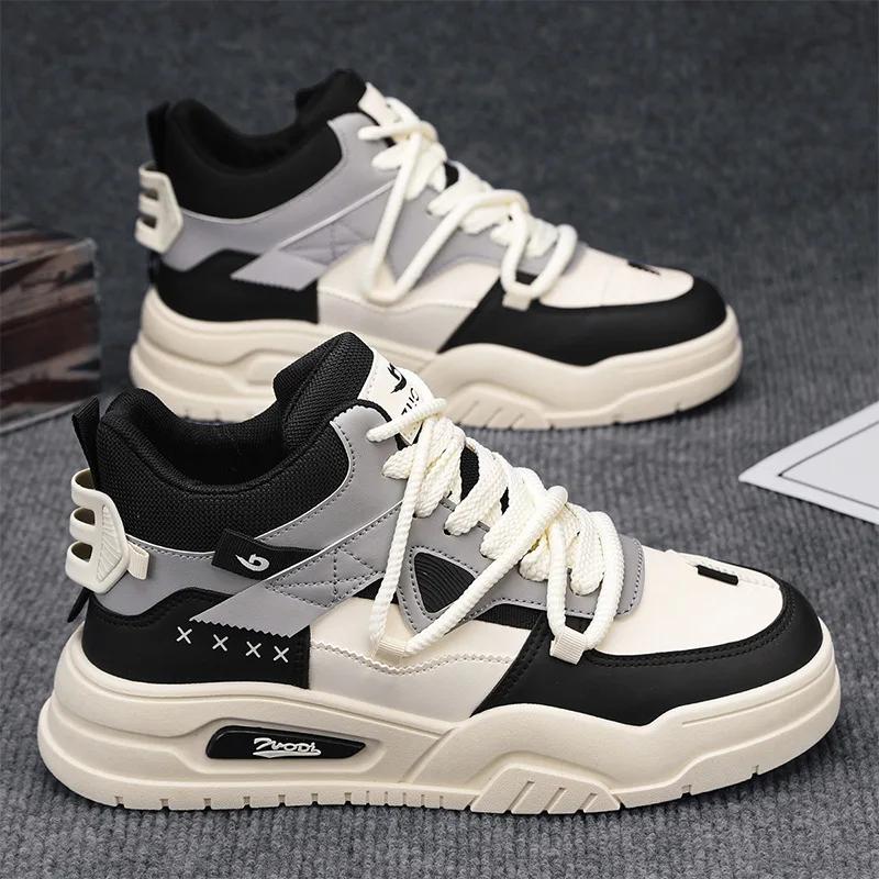 Fashion Spring Autumn New Men's Shoes Youth Fashion Casual Skateboarding Shoes High Top Comfortable Wear Resistant Sports Shoes Sneakers