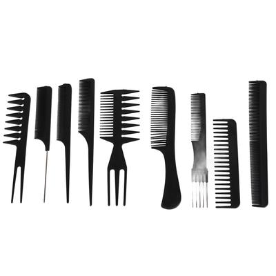 10pcs Hair Combs Set Black Massage Detangling Plastic Styling Grooming Combs for Curly Wavy Wet