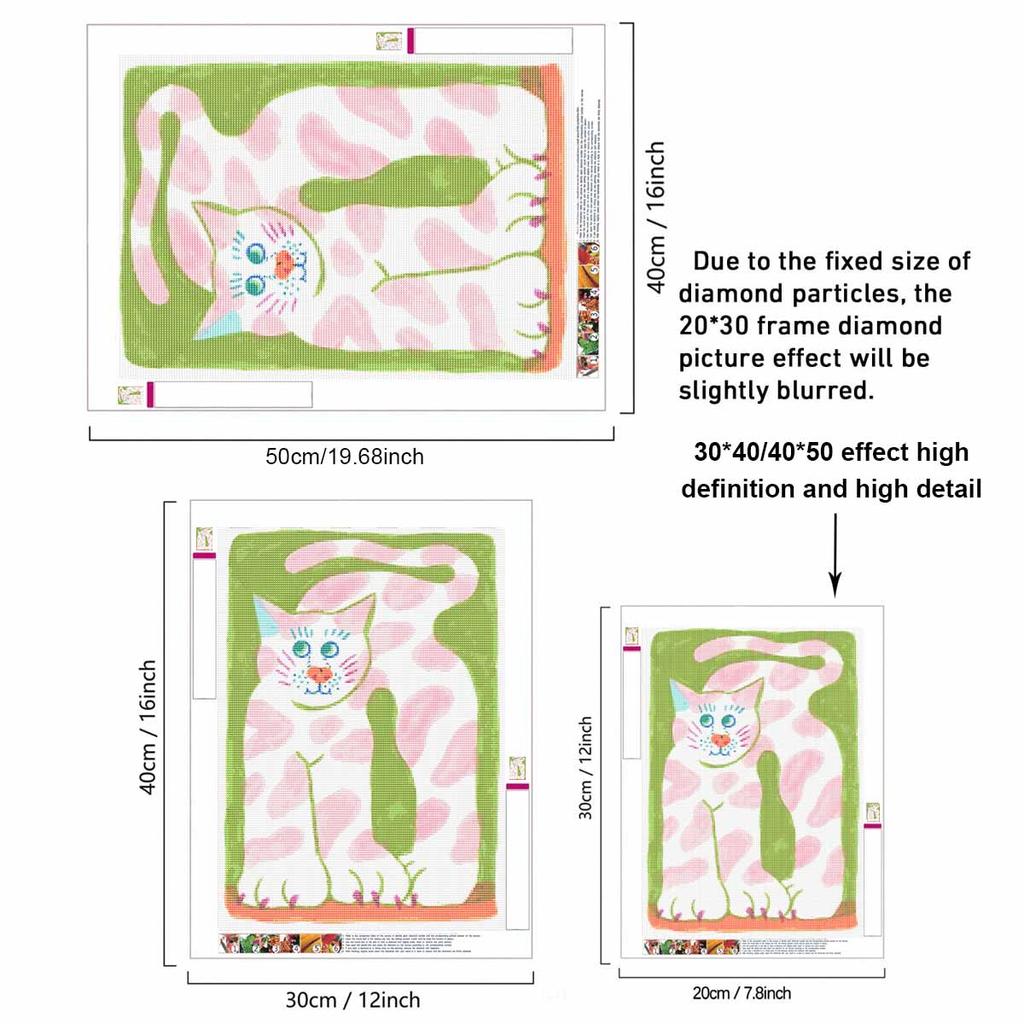 DIY 5D Diamond Art Kit Cute Pink Spotted Cat Pattern Full Drill Canvas Creative Craft for Living Room Decor Wall Art Gift